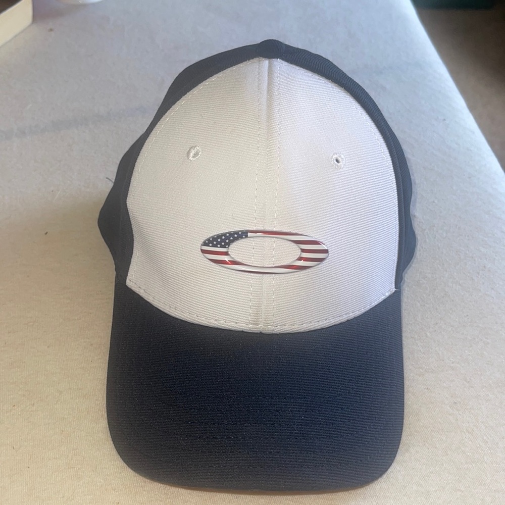 Oakley red white and blue hat